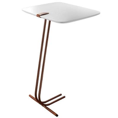 Mesa Apoio Lateral para Sofá Lisboa MDF Aço 41CM Branco Lar Flex Móveis