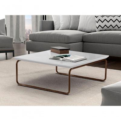 Mesa de Centro Kairos Quadrada MDF Metal 70CM Branco Lar Flex