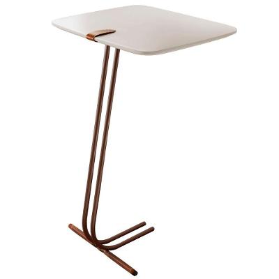 Mesa Apoio Lateral Sofá Lisboa MDF Aço 41CM Off White Lar Flex