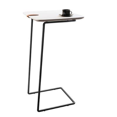 Mesa Apoio Lateral para Sofá Atenas MDF Aço 41CM Branco Lar Flex Móveis