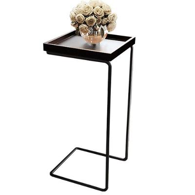 Mesa de Apoio Lateral para Sofá Retangular MDF Aço 38CM Preto