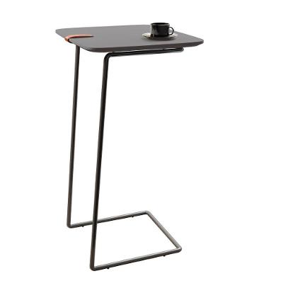 Mesa Apoio Lateral Sofá Atenas MDF Metal 41CM Laca Concreto Lar Flex Móveis