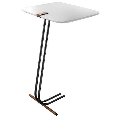 Mesa Apoio Lateral Sofá Lisboa Retangular MDF Aço 41CM Branco Lar Flex Móveis