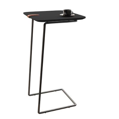Mesa Apoio Lateral para Sofá Atenas MDF Metal 41CM Preto Lar Flex Móveis