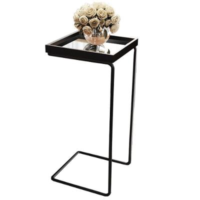 Mesa de Apoio Lateral Espelhada Retangular MDF Metal 38CM Preto