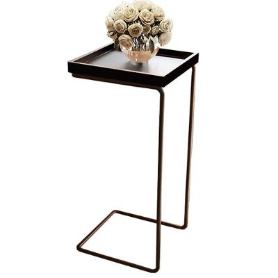 Mesa de Apoio Lateral para Sofá Pé Café MDF Metal 38CM Preto Lar Flex Móveis