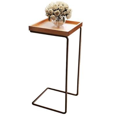 Mesa de Apoio Lateral para Sofá Retangular MDF Aço 38CM Castanho