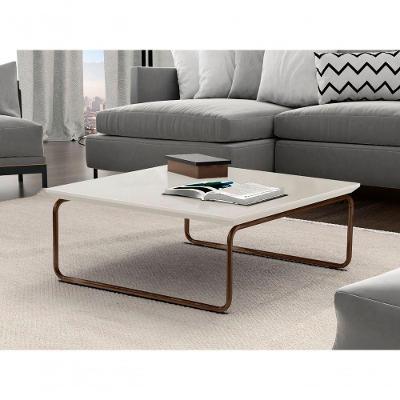 Mesa de Centro Kairos Quadrado MDF Metal 70CM Off White Lar Flex