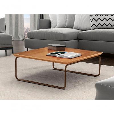 Mesa de Centro Kairos Quadrada MDF Metal 70CM Café Lar Flex Móveis
