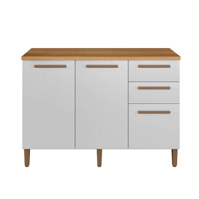 Balcão Diamante 3 Portas 2 Gavetas MDF 120CM Branco Arte Móveis