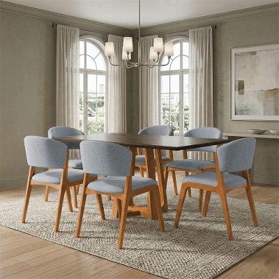 Conjunto de Jantar Julia 6 Lugares MDF Cadeiras Linho Cinza Ideal Decor