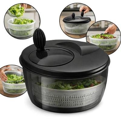 Centrífuga de Salada Manual 4L Plástico Bico de Drenagem Cozinha Preto Black
