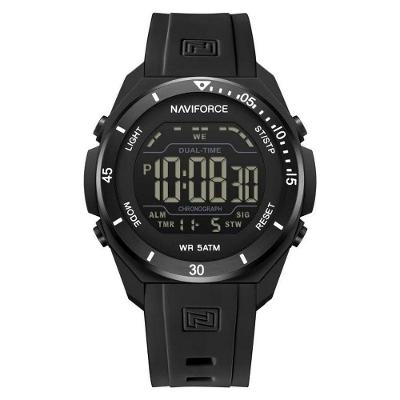 Relógio Digital Esportivo Masculino Silicone LED Preto Naviforce