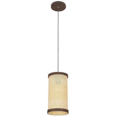 Pendente Straw Imbuia 2551IB Palha Natural e MDF 16cm E27 Luminárias Müller