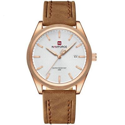 Relógio de Pulso Masculino Analógico Couro 3ATM Branco Naviforce