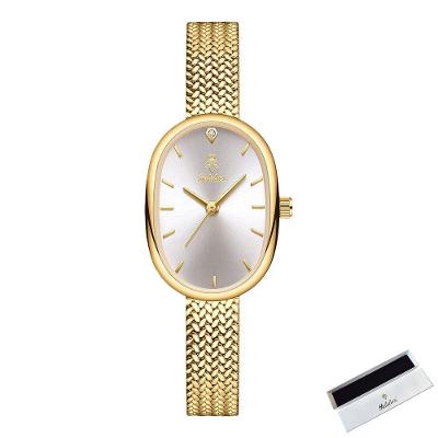 Relógio de Pulso Feminino Quartzo Pulseira Aço Inox Trançada Branco Sanda