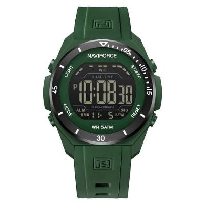 Relógio Digital Esportivo Masculino Silicone LED Verde Naviforce