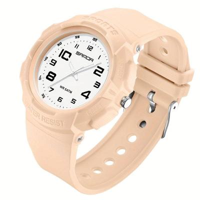 Relógio de Pulso Masculino Analógico Pulseira Plástica Rosa Sanda
