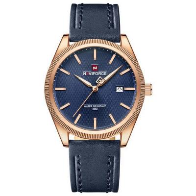 Relógio de Pulso Masculino Analógico Couro 3ATM Azul Naviforce
