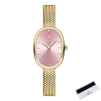 Relógio de Pulso Feminino Analógico Aço Inox Quartzo Rosa Sanda