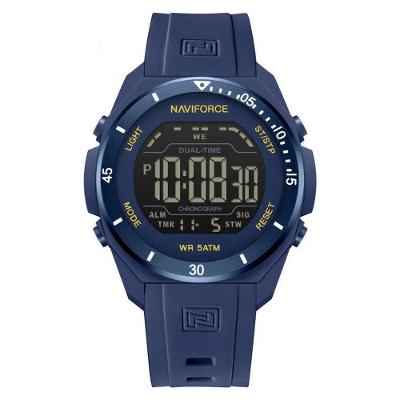 Relógio Digital Esportivo Masculino Silicone LED Azul Naviforce