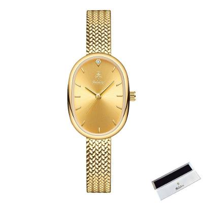 Relógio Feminino Analógico de Quartzo Pulseira Aço Inox Dourado Sanda