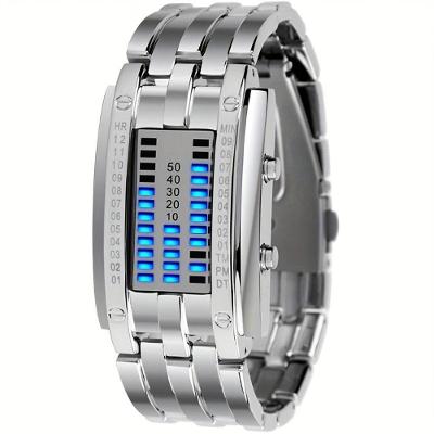 Relógio Eletrônico Feminino LED Criativo Fashion Pulseira Metal Prata Sanda