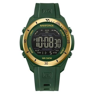 Relógio Digital Esportivo Masculino Silicone LED Verde Naviforce