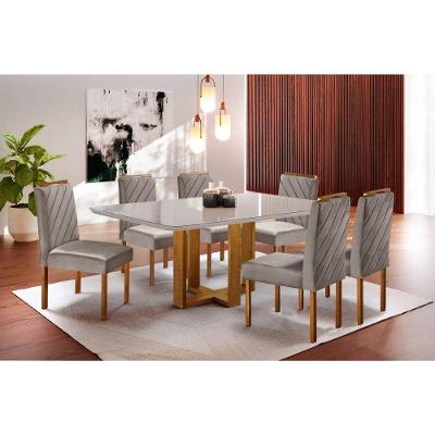 Mesa Lisy 6 Lugares Retangular MDF 160cm Mel Off White Móveis Mundial
