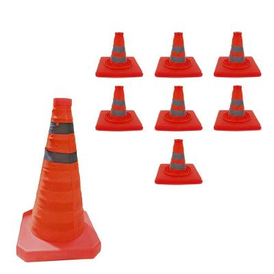 Kit 7 Cones Retráteis SU-CONE3-1 Flexível Dobrável Faixas Refletivas Laranja Leva Pra Casa