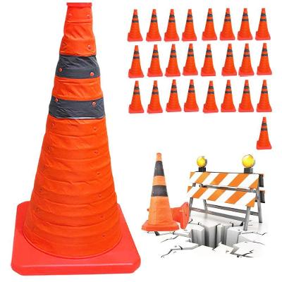 Kit 25 Cones Retráteis SU-CONE2-1 Dobráveis Faixas Refletivas Laranja Leva Pra Casa