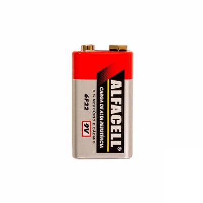 Bateria Comum Alfacell 6F22 9V Zinco-Carvão Cinza