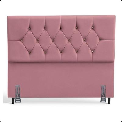 Cabeceira Geovanna Casal 140cm no Box Madeira Maciça Suede Bege Tatite Decor