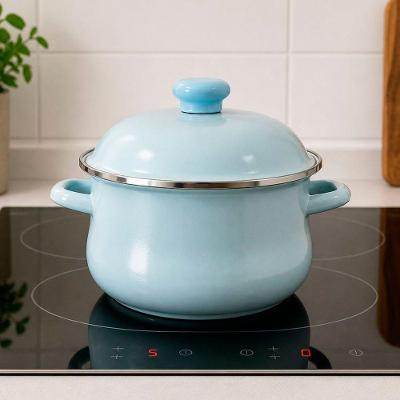Panela Caçarola Esmaltada Grafite Aço Inox 3,6L 22cm para Todos Fogões