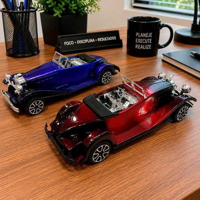 Kit 2pç Carro Miniatura Colecionável Classic Retrô Vermelho e Azul
