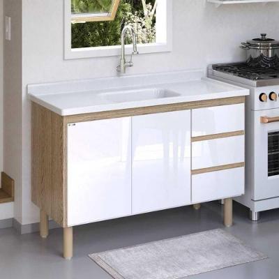 Gabinete de Cozinha 116cm Branco para Ambiente Residencial AJ Rorato