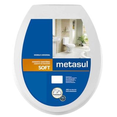 Assento Sanitário Soft Polipropileno Fechamento Suave Cinza Claro Metasul