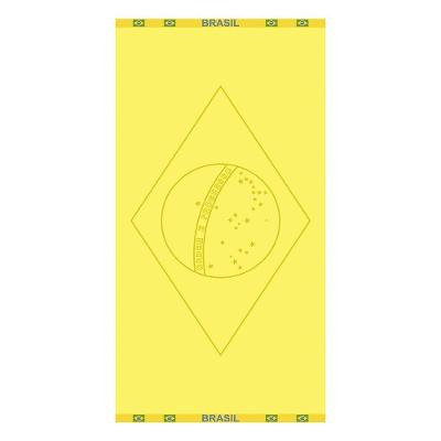 Toalha de Praia Jacquard Veludo Bandeira do Brasil 70x140CM 440g-m2 Amarelo Buettner