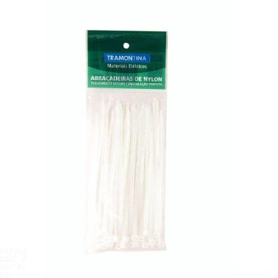 Abraçadeira Cinta de Nylon 400mm Antichama 50 Peças Branco Tramontina