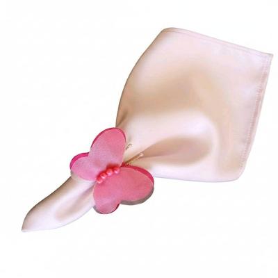 Kit 6 Guardanapos Cetim Córtex Bainha de Lenço Mesa Jantar Rosa Bebê Cortex