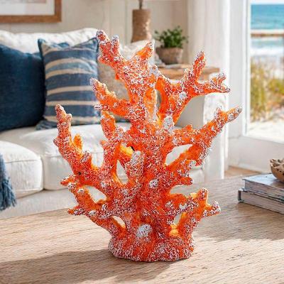 Coral Decorativo Artificial em Resina Tema Praia 23x19x7cm Laranja Coral