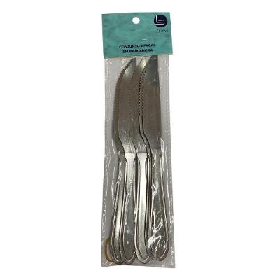 Conjunto de Facas Angra 6 Peças Aço Inox Serrilhadas para Cozinha Lehaví