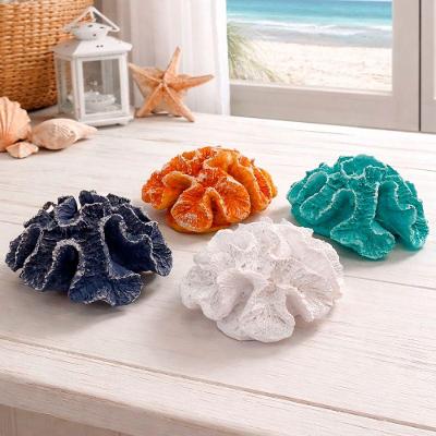 Coral Decorativo Artificial em Resina Estilo Náutico Laranja 7x13cm