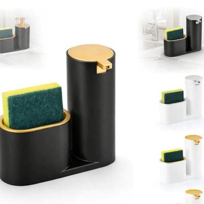 Dispenser Porta Detergente e Bucha Plástico 500ML Suporte Removível Preto
