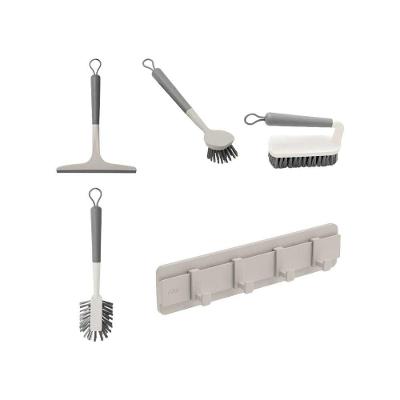 Kit Acessórios de Limpeza Linha Flow Organizador de Parede com Ganchos Adesivo Ultra Click Bege Ou