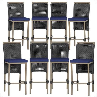 Kit 8 Banquetas Roma Alumínio Corda Náutica Fendi Trama Original