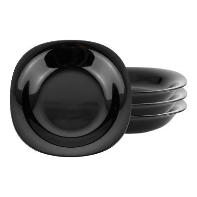 Jogo 4 Pratos Fundos Vidro Opalino Quadrado 21CM Massas Preto em Casa Tem
