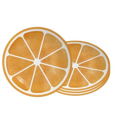 Jogo 4 Pratos de Sobremesa Coup Cerâmica Estampado Laranja Alleanza
