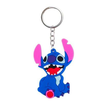 Chaveiro Disney Stitch Sentado Boca Aberta Silicone 8CM Azul