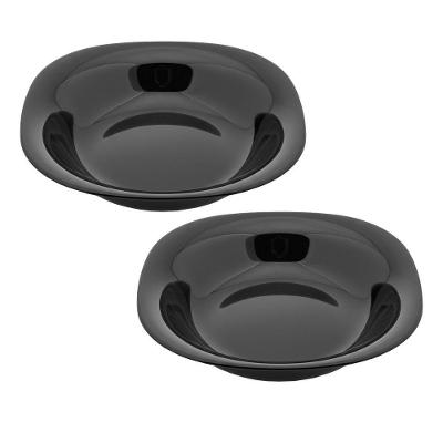 Jogo 2 Pratos Fundos Vidro Opalino Quadrado 21CM Massas Preto em Casa Tem